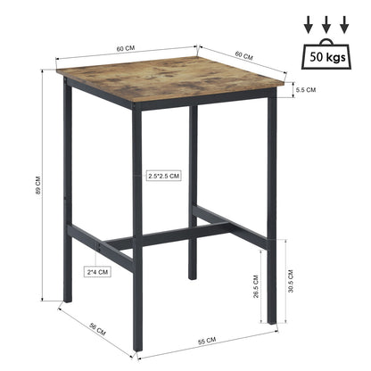 COKOS Mesa de Bar Industrial de Fácil Montaje con Estructura Resistente de Metal Adecuada para Espacios Pequeños Salas de Estar y Restaurantes (vintage).