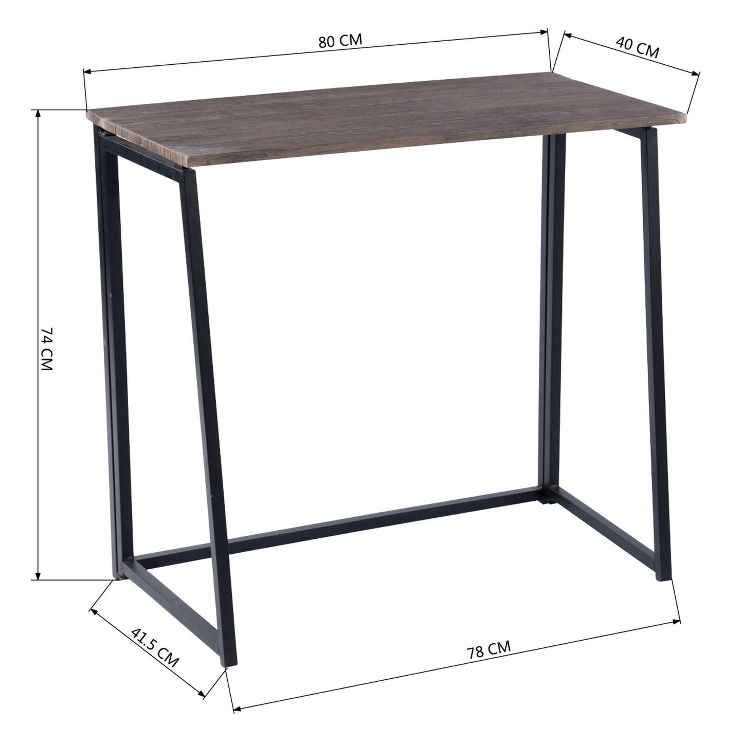 COKOS Escritorio Plegable para Computadora de Casa Marco de Metal Ahorro de Espacio Moderno y Simple Escritorio para Computadora Portátil para Sala de Estudio 80 x 44 x 74 cm (Negro)