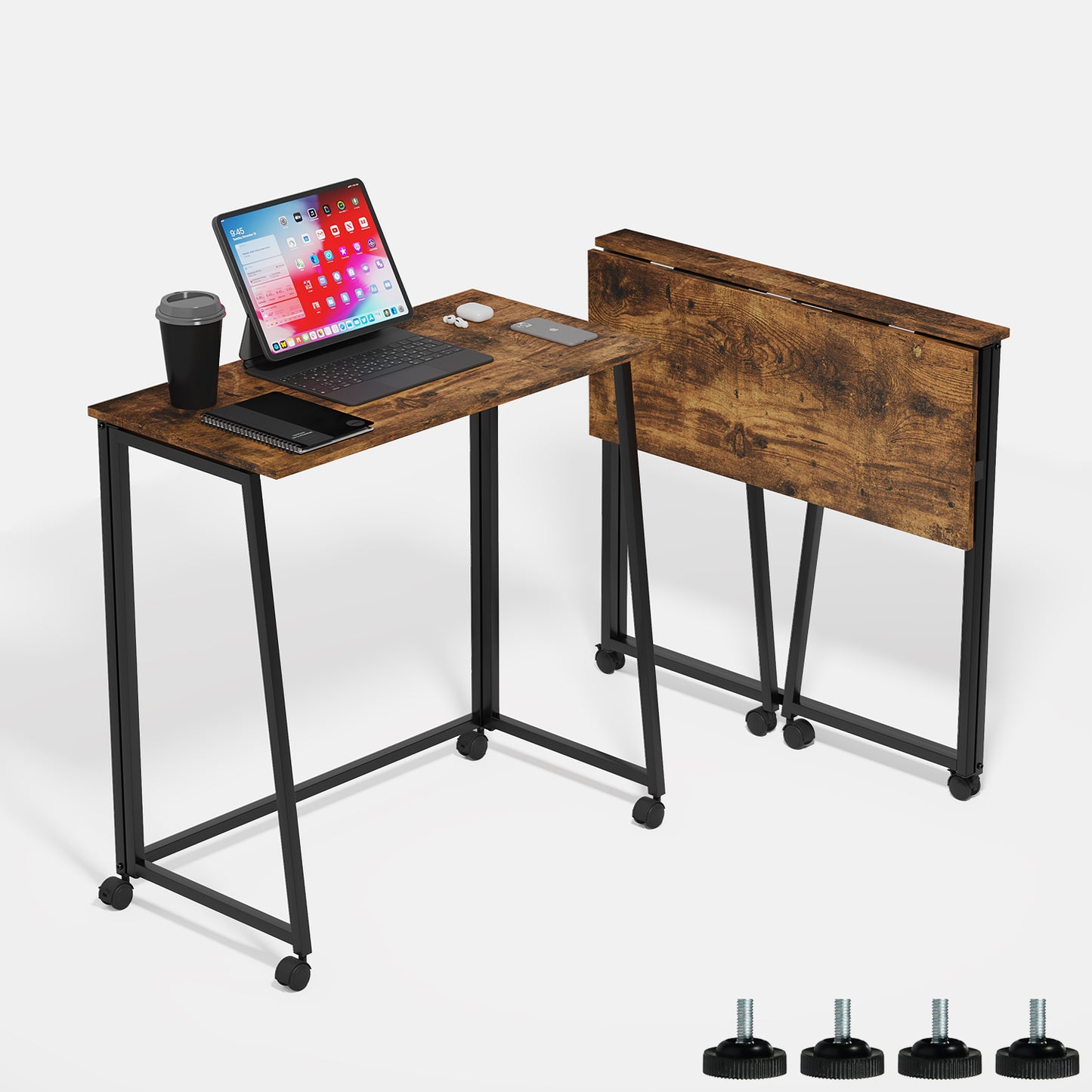 COKOS Mesa Plegable con Ruedas 80 x 44 x 74 cm (Vintage)