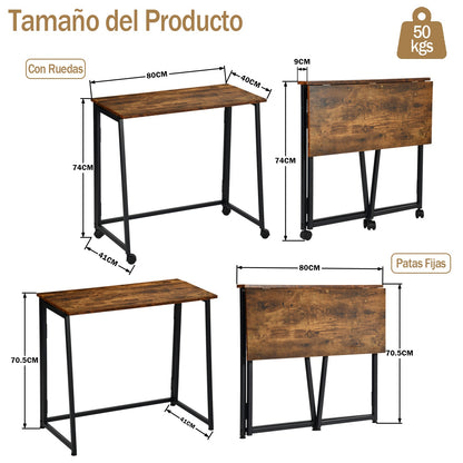 COKOS Mesa Plegable con Ruedas 80 x 44 x 74 cm (Vintage)