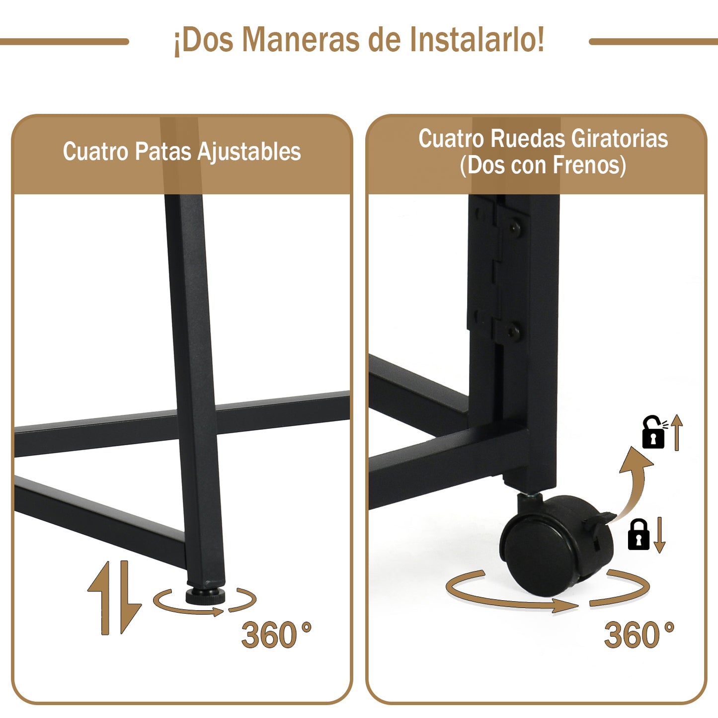 COKOS Mesa Plegable con Ruedas 80 x 44 x 74 cm (Vintage)