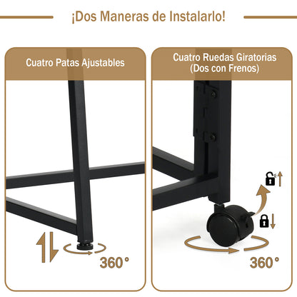 COKOS Mesa Plegable con Ruedas 80 x 44 x 74 cm (Vintage)