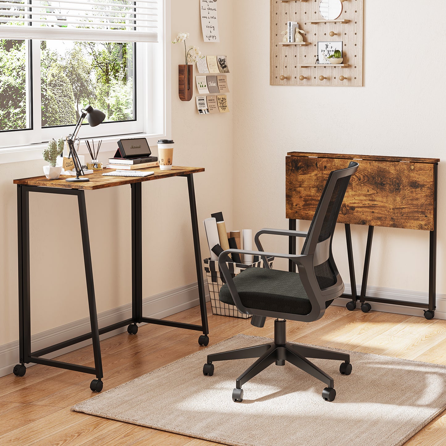 COKOS Mesa Plegable con Ruedas 80 x 44 x 74 cm (Vintage)