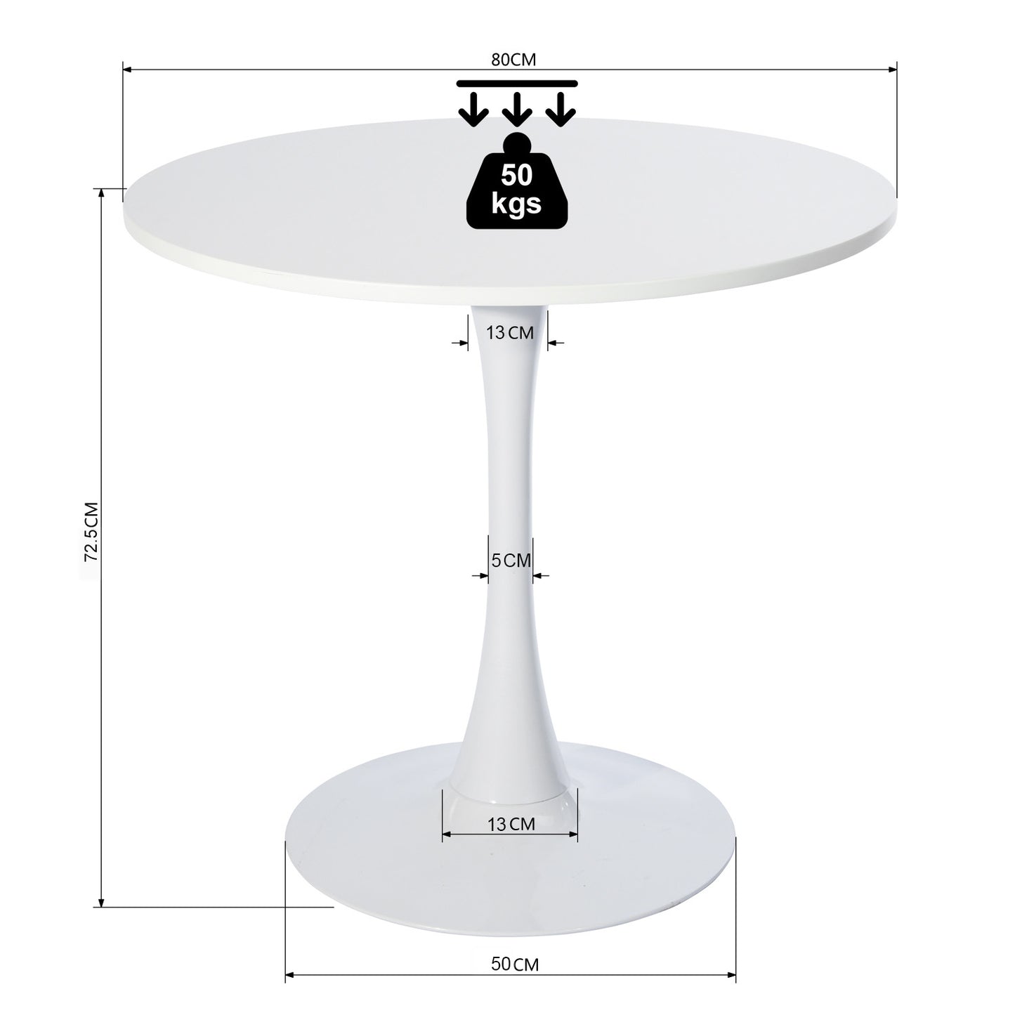 COKOS Mesa de Redonda Comedor Mesa Eames Mesa de Bar Redonda 2-4 Personas Pequeña para Desayunador Comedor Restaurante u Oficina (Blanco)