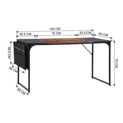 COKOS Escritorio Moderno Escritorio para Computadora Escritorio de Estudio con Bolsa de Almacenamiento Adecuado Escritorio de Oficina Ligero y Resistente Marrón 140 X 60 X 74cm.