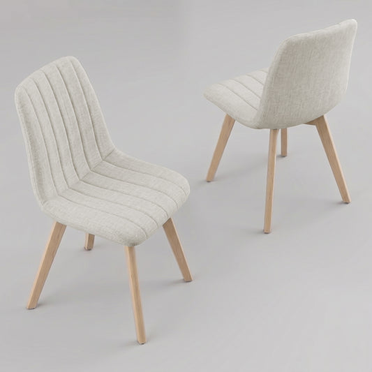 COKOS Juego de Sillas de Comedor Nórdicas de Madera - 2 Piezas (Beige)