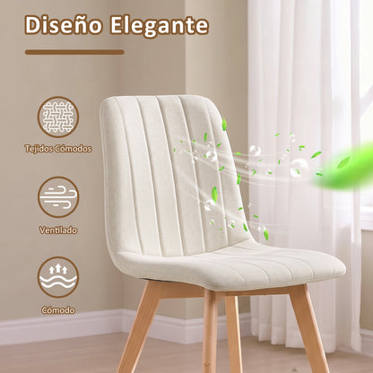 COKOS Juego de Sillas de Comedor Nórdicas de Madera - 2 Piezas (Beige)