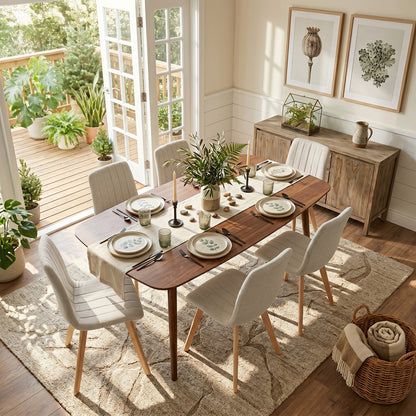 COKOS Juego de Sillas de Comedor Nórdicas de Madera - 2 Piezas (Beige)
