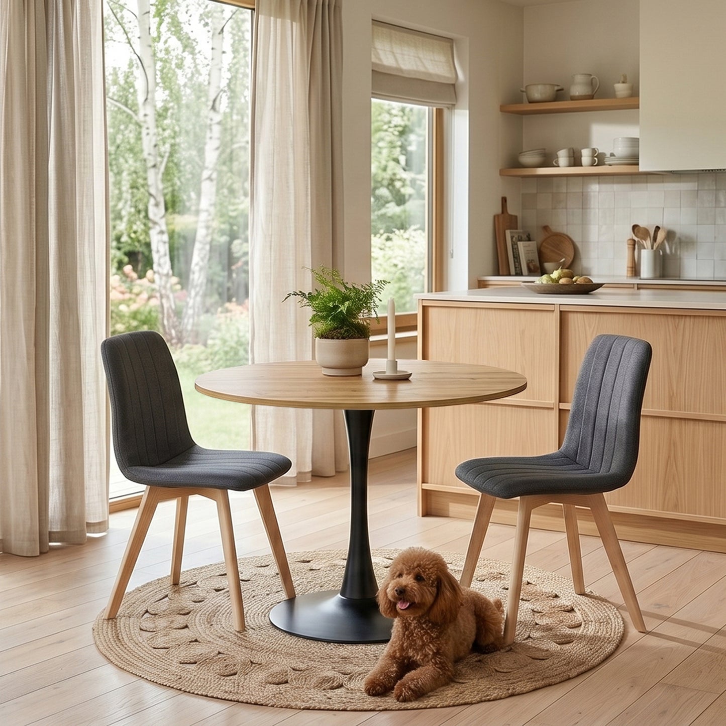 COKOS Juego de Sillas de Comedor Nórdicas de Madera - 2 Piezas (Gris)