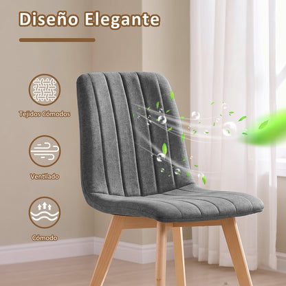 COKOS Juego de Sillas de Comedor Nórdicas de Madera - 2 Piezas (Gris)