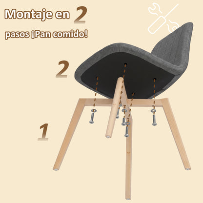 COKOS Juego de Sillas de Comedor Nórdicas de Madera - 2 Piezas (Gris)