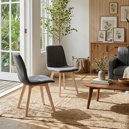 COKOS Juego de Sillas de Comedor Nórdicas de Madera - 2 Piezas (Gris)