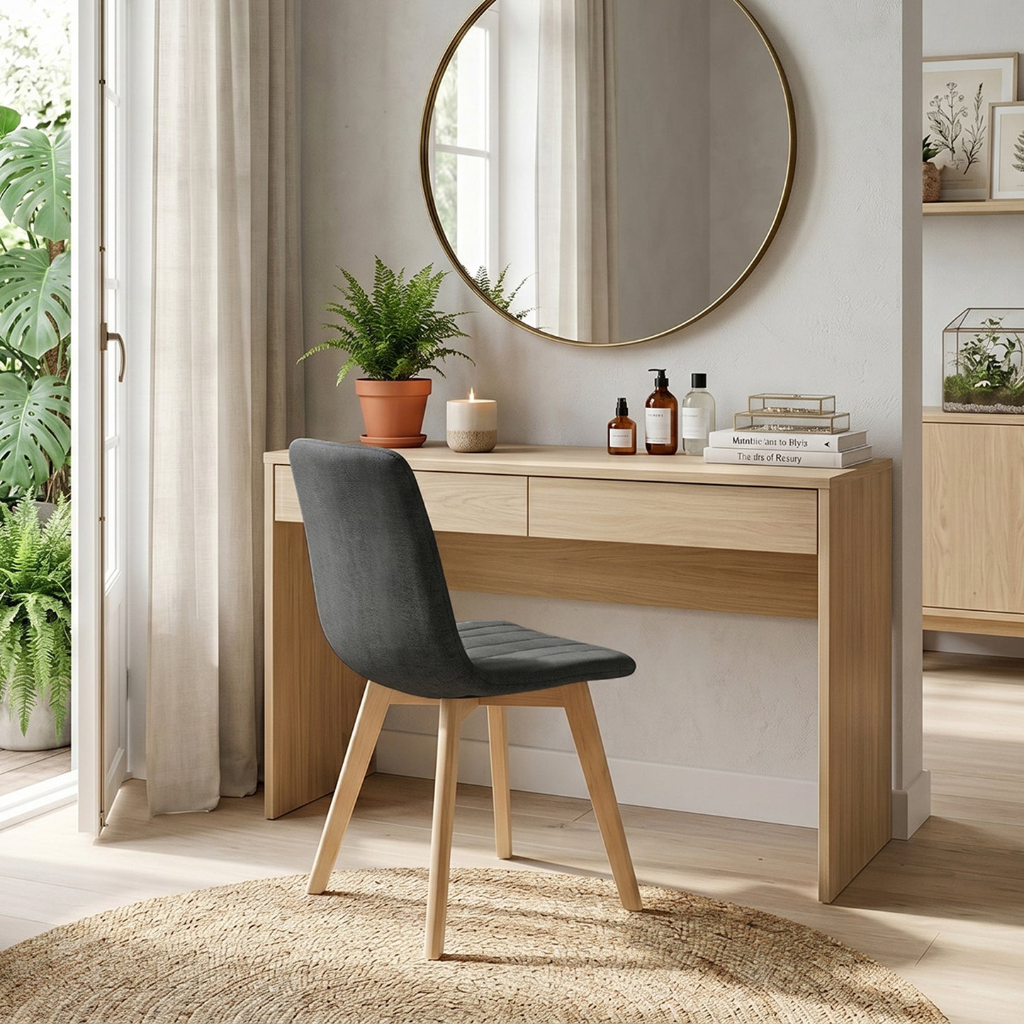 COKOS Juego de Sillas de Comedor Nórdicas de Madera - 2 Piezas (Gris)