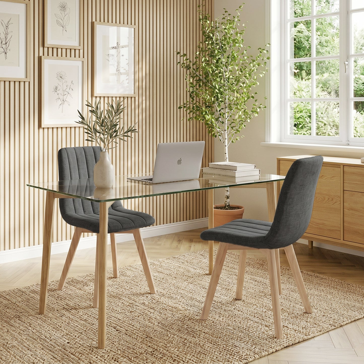 COKOS Juego de Sillas de Comedor Nórdicas de Madera - 2 Piezas (Gris)
