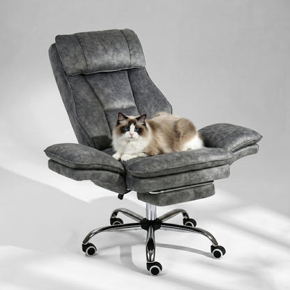 COKOS Silla de Oficina de Peluche Reclinable con Brazos Abatibles para Sentarte con Piernas Cruzadas (Gris)