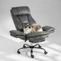 COKOS Silla de Oficina de Peluche Reclinable con Brazos Abatibles para Sentarte con Piernas Cruzadas (Gris)