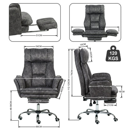COKOS Silla de Oficina de Peluche Reclinable con Brazos Abatibles para Sentarte con Piernas Cruzadas (Gris)