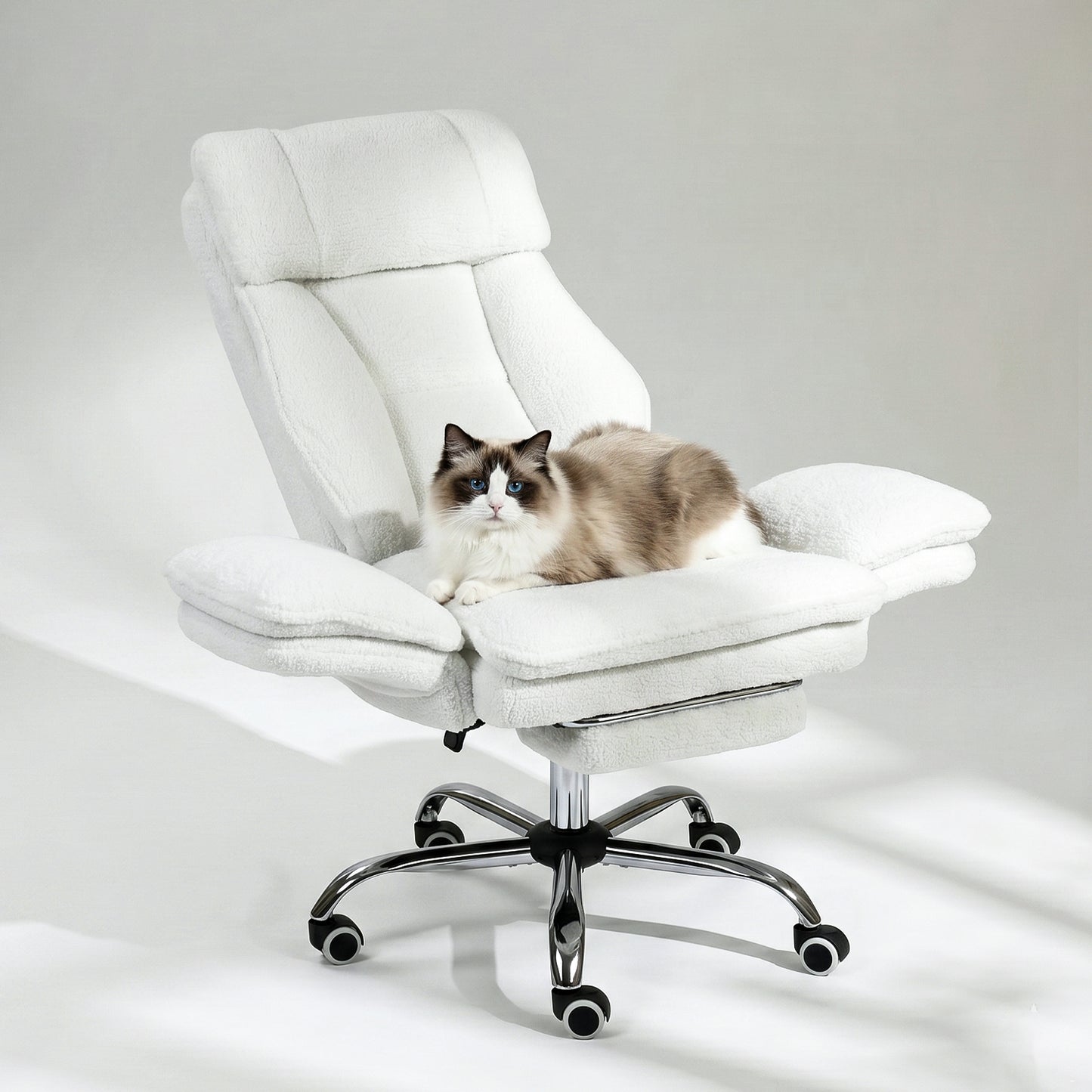 COKOS Silla de Oficina de Peluche Reclinable con Brazos Abatibles para Sentarte con Piernas Cruzadas