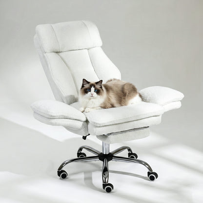 COKOS Silla de Oficina de Peluche Reclinable con Brazos Abatibles para Sentarte con Piernas Cruzadas