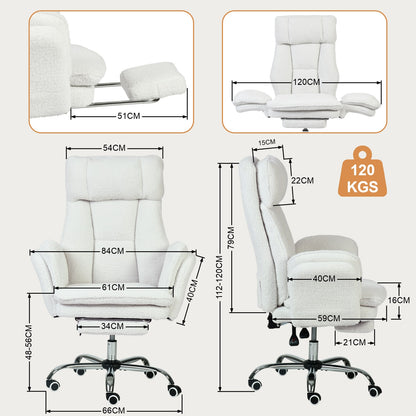 COKOS Silla de Oficina de Peluche Reclinable con Brazos Abatibles para Sentarte con Piernas Cruzadas
