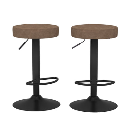 COKOS Juego de 2 Taburetes de Bar para Cocina Giratorios 360° y con Altura Ajustable Tela Impermeable Vintage Marrón