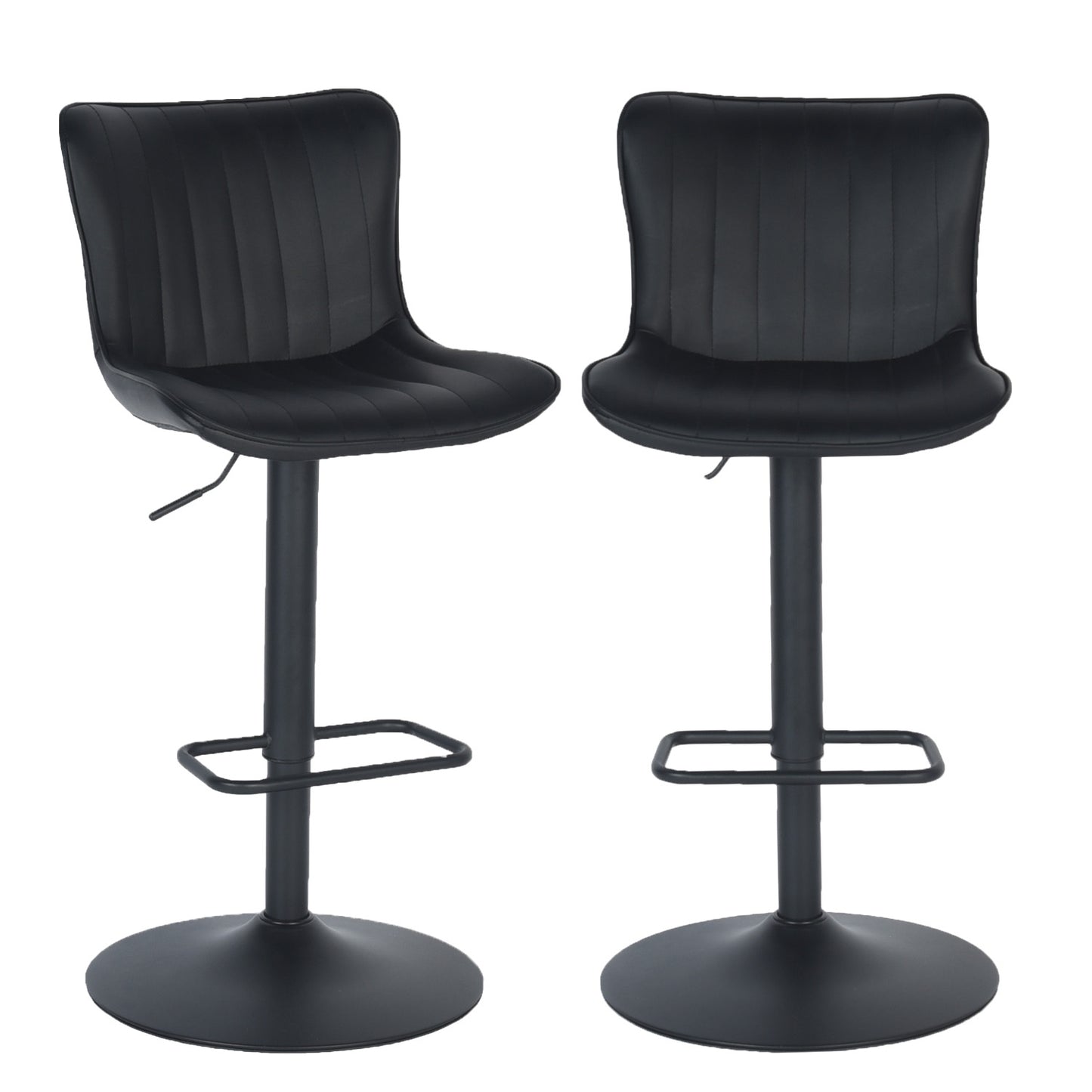 COKOS Juego de 2 Taburetes de Bar Ajustables y Giratorios Negro