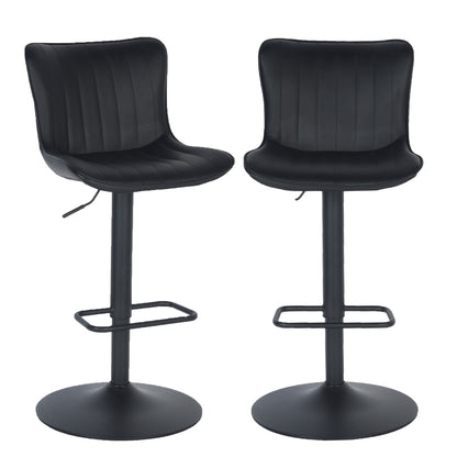 COKOS Juego de 2 Taburetes de Bar Ajustables y Giratorios Negro