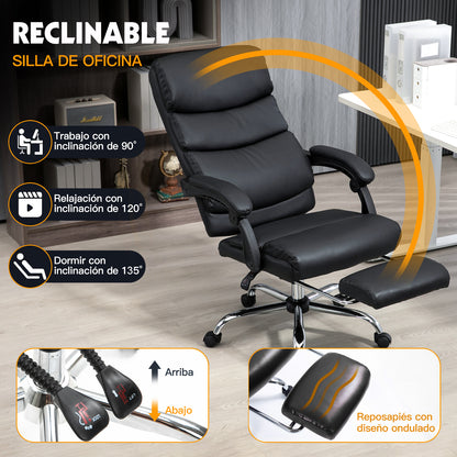 COKOS Silla de Oficina Ejecutiva Ergonómica Piel Sintética Giratoria 360 Grados Altura Ajustable Reclinable Adecuado Oficinas Salas de Estudio (NEGRO).