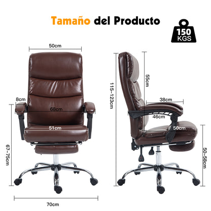 COKOS Silla de Oficina Ejecutiva Ergonómica Piel Sintética Giratoria 360 Grados Altura Ajustable Reclinable Adecuado Oficinas Salas de Estudio (Marron).