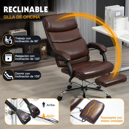 COKOS Silla de Oficina Ejecutiva Ergonómica Piel Sintética Giratoria 360 Grados Altura Ajustable Reclinable Adecuado Oficinas Salas de Estudio (Marron).