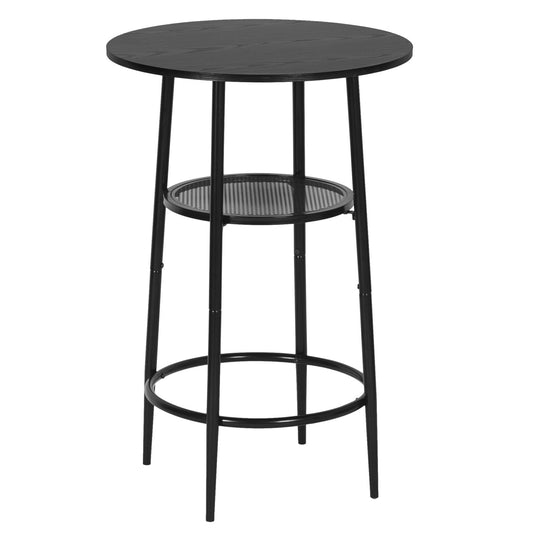 COKOS Mesa de Bar de Moda de Estilo Moderno Mesa de Comedor Redonda de Doble Capa Tablero PB Patas de Mesa de Metal Negro Adecuada para Bar Restaurante Sala de Estar (Negro).