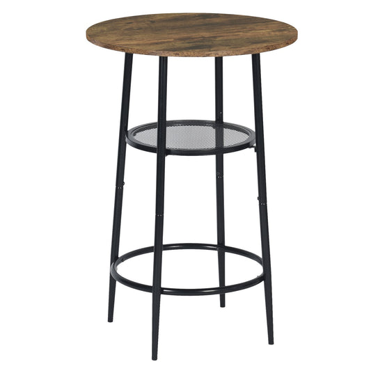 COKOS Mesa de Bar de Moda de Estilo Moderno Mesa de Comedor Redonda de Doble Capa Tablero PB Patas de Mesa de Metal Negro Adecuada para Bar Restaurante Sala de Estar (Vintage).