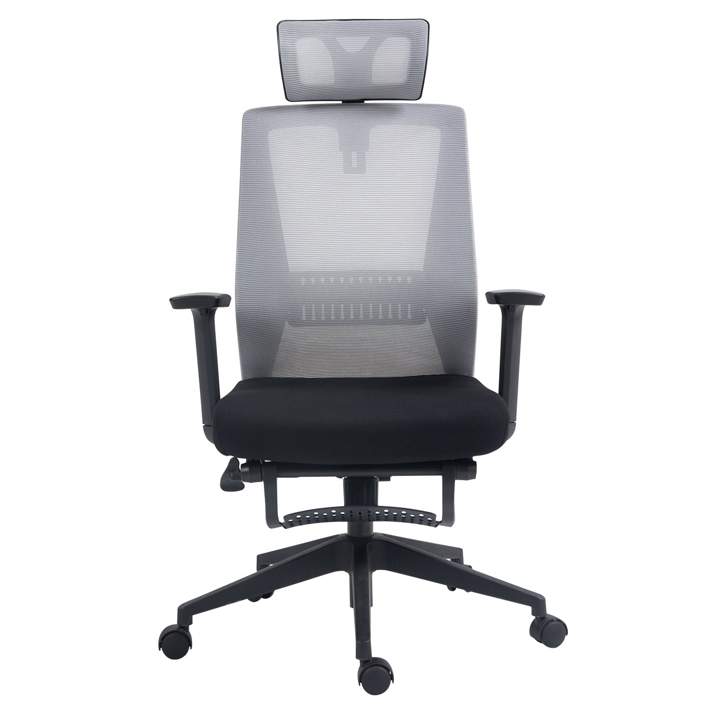 COKOS Silla Oficina Ergonómica con Reposapiés con Soporte Lumbar y Respaldo Alto con Reposacabezas Ajustable Altura Reclinable Descansabrazos Ajustables Silla Gamer (Gris+Negro)