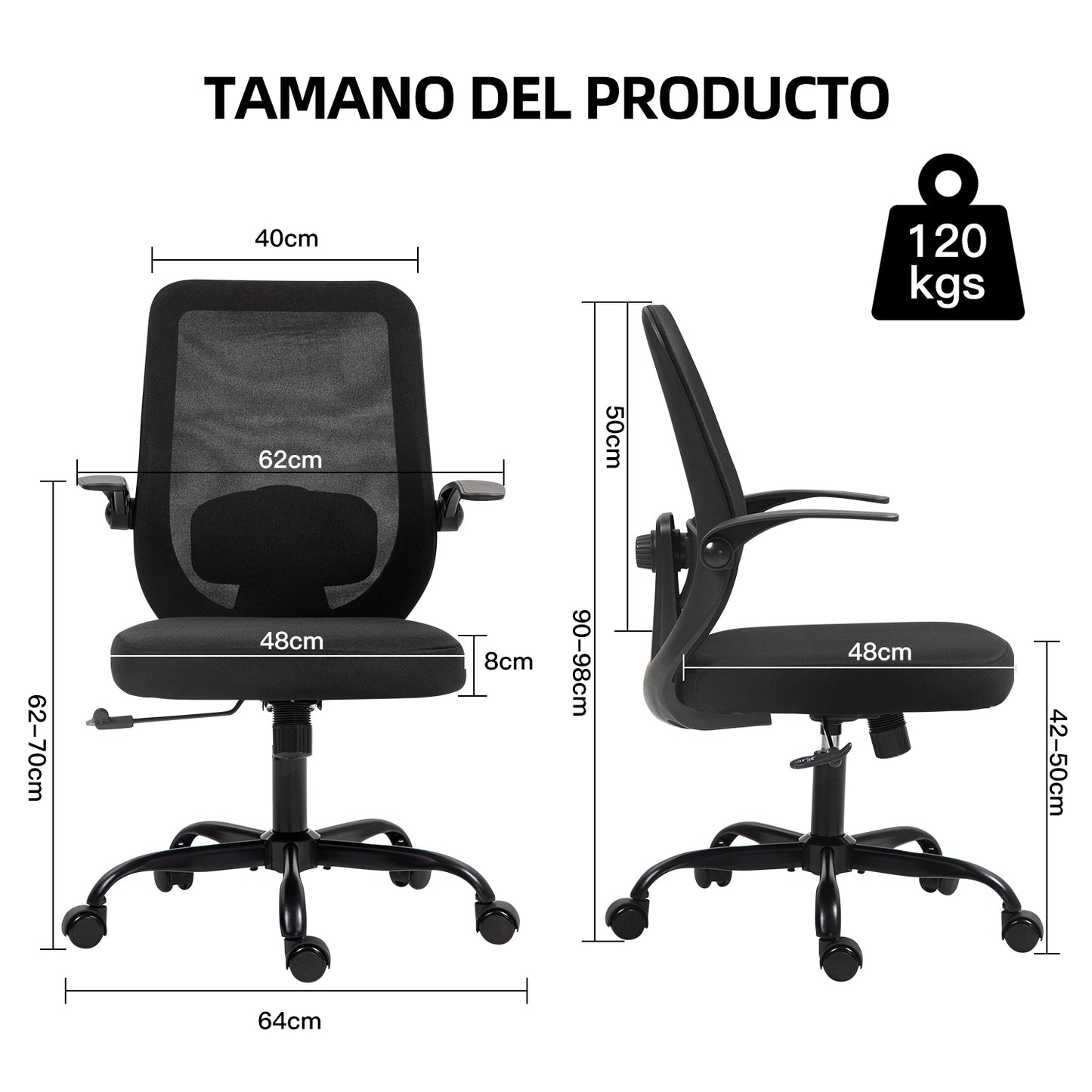 COKOS Silla de Oficina Giratoria Regulable en Altura y Lumbar Apta para Oficinas y Salas de Estudio (Negro).