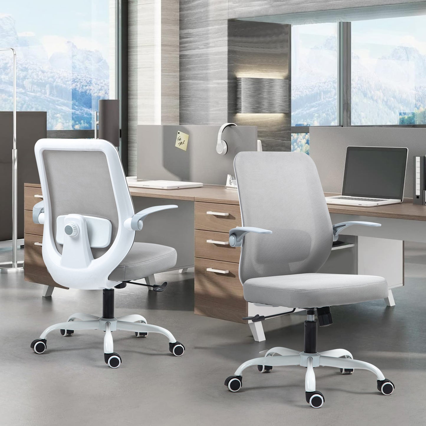 COKOS Silla de Oficina Giratoria Regulable en Altura y Lumbar Apta para Oficinas y Salas de Estudio (Blanco).