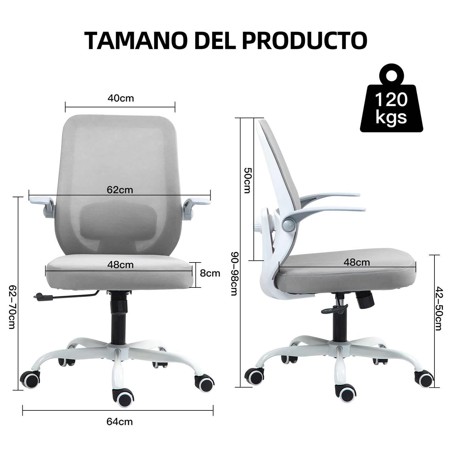 COKOS Silla de Oficina Giratoria Regulable en Altura y Lumbar Apta para Oficinas y Salas de Estudio (Blanco).