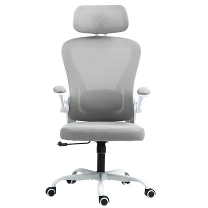 COKOS Silla de Oficina Ergonómica Giratoria Regulable con Reposabrazos Reposacabezas y Soporte Lumbar Apta para Oficinas y Salas de Estudio (Blanco)