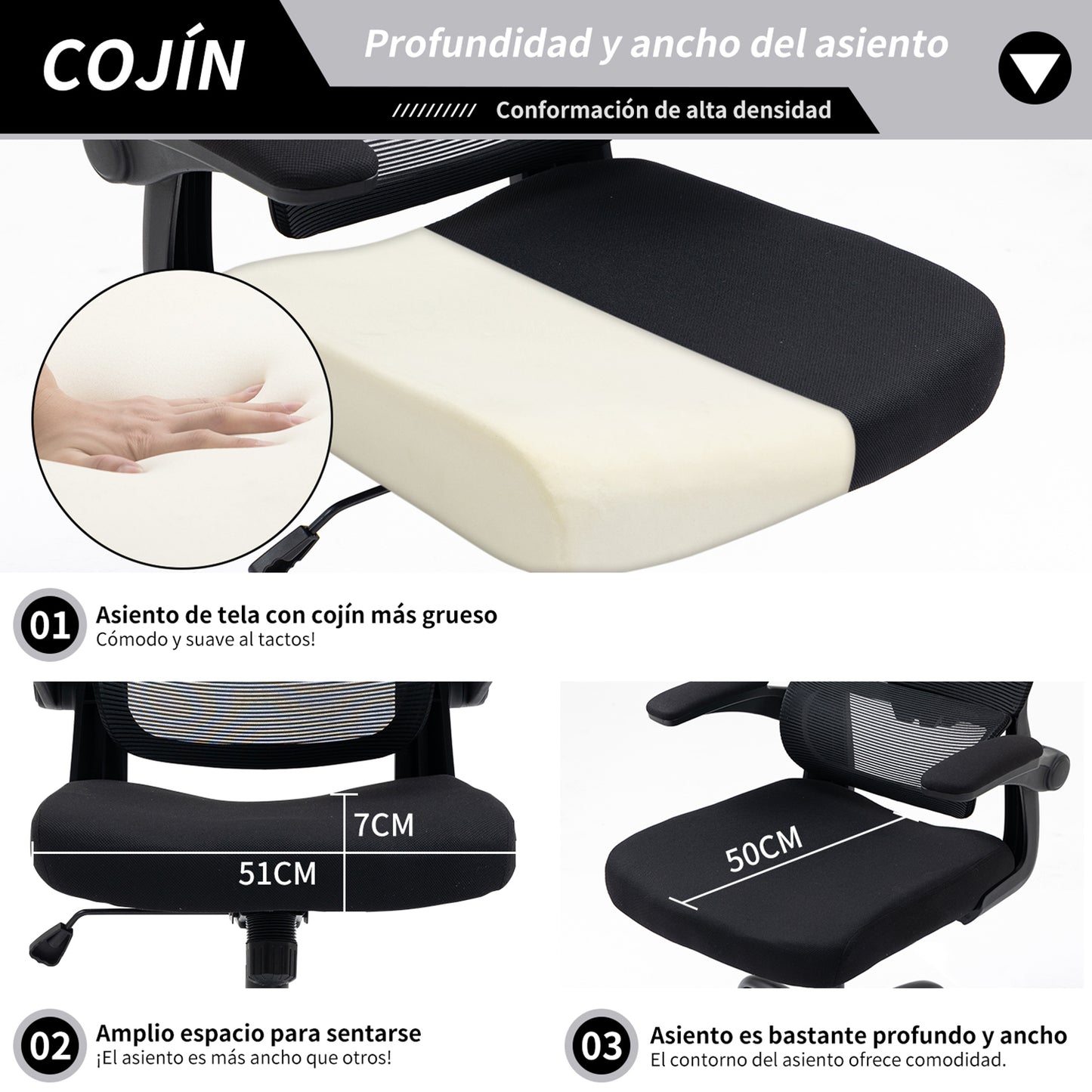 COKOS Silla Oficina Ergonómica de Respaldo Alto con Soporte Lumbar Ajustable Altura Reclinable Descansabrazos Ajustables Silla Gamer Sillas para Escritorio Silla Ergonomica (Negro)