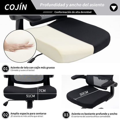 COKOS Silla Oficina Ergonómica de Respaldo Alto con Soporte Lumbar Ajustable Altura Reclinable Descansabrazos Ajustables Silla Gamer Sillas para Escritorio Silla Ergonomica (Negro)