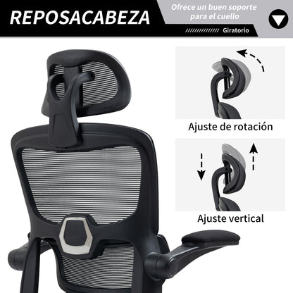 COKOS Silla Oficina Ergonómica de Respaldo Alto con Soporte Lumbar Ajustable Altura Reclinable Descansabrazos Ajustables Silla Gamer Sillas para Escritorio Silla Ergonomica (Negro)