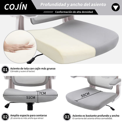 COKOS Silla Oficina Ergonómica de Respaldo Alto con Soporte Lumbar Ajustable Altura Reclinable Descansabrazos Ajustables Silla Gamer Sillas para Escritorio Silla Ergonomica (Gris)