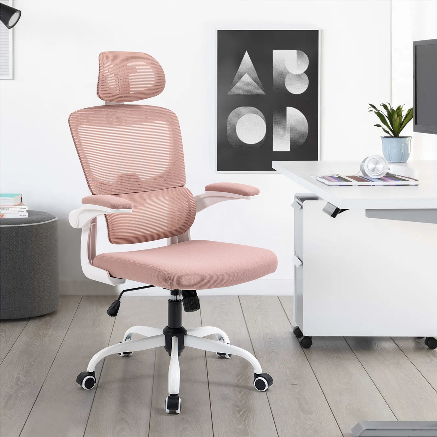 COKOS Silla Oficina Ergonómica de Respaldo Alto con Soporte Lumbar Ajustable Altura Reclinable Descansabrazos Ajustables Silla Gamer Sillas para Escritorio Silla Ergonomica (Rosa)