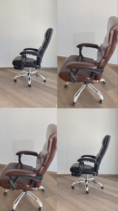 COKOS Silla de Oficina Ejecutiva Ergonómica Piel Sintética Giratoria 360 Grados Altura Ajustable Reclinable Adecuado Oficinas Salas de Estudio (NEGRO).