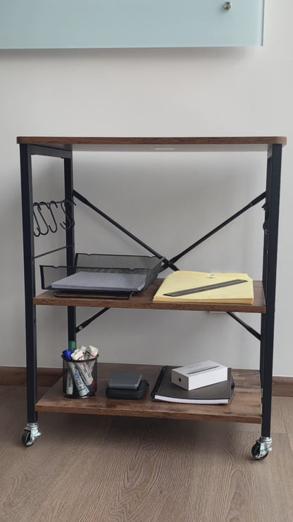 COKOS Carro de Servicio Multiusos Carro de Almacenamiento 3 Niveles Ruedas Universales con Frenos Carro de Barra móvil para el hogar Comedor Restaurante Bar (Vintage).